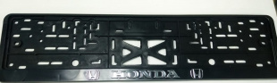 Рамка с защелкой серебро "Honda" (пластмасса) (Арт 012) рельеф. фото 84185