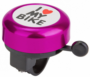Велосипедный звонок модель 45AE-04 "I Love my bike" алюминий/пластик черно-фиолетовый арт.210140 фото 106261