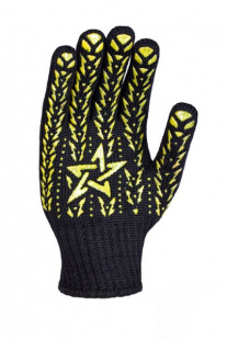 Перчатки черные с желтым ПВХ  7 класс (562) Звезда фото 88943