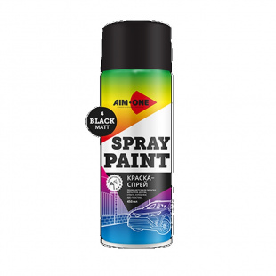 Краска-спрей черная матовая AIM-ONE 450 мл (аэрозоль).Spray paint black matt 450ML SP-MB4 фото 120147