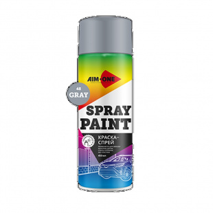 Краска-спрей серая AIM-ONE 450 мл (аэрозоль).Spray paint gray 450ML SP-G48 фото 120168