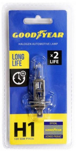 Н1 12V 55W GOODYEAR лампа автомобильная галогенная (P14,5s Long Life блистер)    GY011123 фото 97008