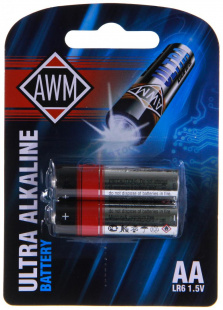 Батарейки пальчиковые AWM AA LR6 1.5V (блистер 2 шт) фото 83251