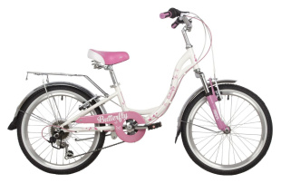 Велосипед NOVATRACK 20" BUTTERFLY сталь, белый-розовый, 6-скор, TY21/RS35/SG-6SI, V-brake, баг153801 фото 125526