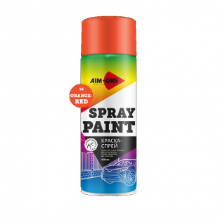 Краска-спрей оранжево-красная AIM-ONE 450 мл (аэрозоль).Spray paint orange  450ML SP-OR14 фото 120181