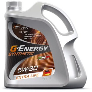 G-Energy Synthetic Extra Life 5w30 API SN, ACEA C3  4 л (масло синтетическое) фото 125645