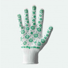 Перчатки белые с зеленым ПВХ 10 класс (620) Женская
