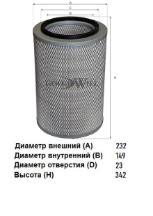 Фильтр воздушный AG 1011 \178012600\GOODWILL    ISUZU (SAKURA. A-6006) (VIC. A-274)  (MANN. C24430) фото 134816