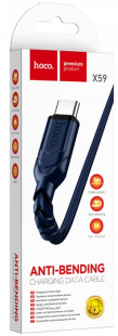 Дата-кабель универ. USB Type-C 1м, 3А, нейлоновая оплетка, синий HOCO X59 4944 фото 132693