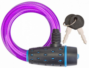 Трос-замок 87318 с ключом со стальн. тросом 8х1800мм, чёрно-пурпурный, арт. 540059 фото 85068