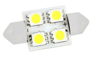 Автолампа диод T11 (C5W) 12V 4SMD диод с цок. 31мм. SKYWAY белая К-Т 2ШТ S08201170 фото 127366
