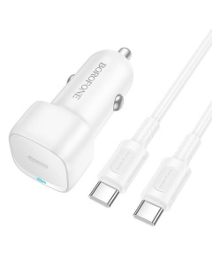 Адаптер в прикуриватель USB 3.0 + кабель Type-C, белый BOROFONE BZ34 2309 фото 135336