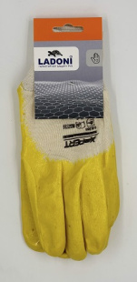 Перчатки покрытые желтым нитрилом, подклад интерлок  (4523)  (120пар) фото 129549