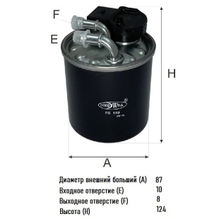 Фильтр топливный FG 189 \6510900852\GOODWILL    MERCEDES-BENZ  (SAKURA. FS-26180)  (MANN. WK820/16) фото 135318