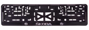 Рамка с защелкой серебро "SKODA" (пластмасса) (Арт 012) рельеф. фото 92564