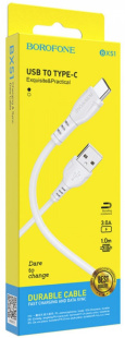 Дата-кабель универ. USB Type-C 1м, 3А, белый BOROFONE BX51 3947 фото 132662