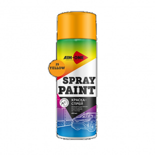 Краска-спрей желтая AIM-ONE 450 мл (аэрозоль).Spray paint yellow 450ML SP-Y25 фото 120178