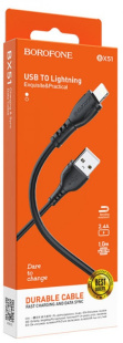 Дата-кабель универ. lightning USB / Iphone 1м, 2,4А, черный BOROFONE BX51 3893 фото 132686