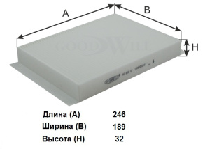 Фильтр салона AG 655 CF \A1668300218\GOODWILL   MERCEDES ML,GL (11-) (SAK. CA-53870) (MANN. CU25002) фото 124946