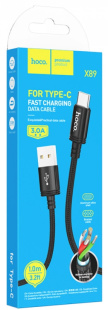 Дата-кабель универ. USB Type-C 1м, 2,4А, нейлоновая оплетка, черный HOCO X89 4360 фото 132667