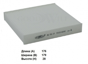 Фильтр салона AG 750 CF \97133G6000\GOODWILL    KIA Picanto JA (17-)  (CA-29140)  (MANN. CU18009) фото 114157
