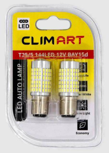 Лампа автомобильная светодиодная Clim Art T25/5 144LED 12V BAY15d (P21/5W)/к-т 2 шт.CLA00505 фото 126006