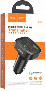 Трансмиттер Bluetooth в прикуриватель+1USB2.0+1USB3.0 QuickCharge(18W),TF-card, черный HOCO E59 8447 фото 132699