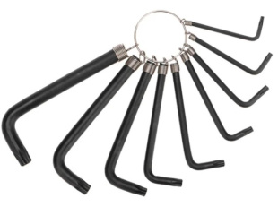 Набор ключей имбусовых TORX KRANZ T10-T50, CrV, 9 шт., оксидированные, на кольце, KR-12-5203 фото 134011