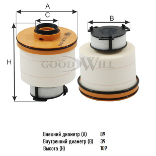 Фильтр топливный FG 115 \КАТР\233900L070\GOODWILL   TOYOTA Hilux 15- (JS. FE0067)  (SAKURA. F-11140) фото 135310