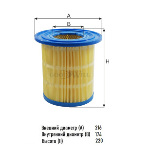 Фильтр воздушный AG 900 \4216110901310\GOODWILL   Cummins 2.8L (GB-9434M) (FA-073) (DIFA4233) НИЗКИЙ фото 135112
