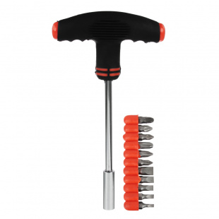 ЕРМАК Отвертка Т-обр. с набором бит 11 пр. 651-137 фото 112944