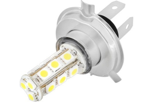 Автолампа диод H4 12V 18 SMD 2-конт Белая SKYWAY дальний/ближний (К-Т 2 шт) S08201017 фото 128373