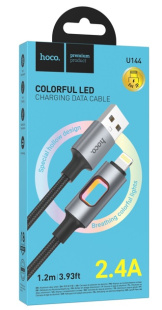 Дата-кабель универ. lightning USB / Iphone 1.2м, 2.4А, нейлоновая оплетка, черный HOCO U144 9567 фото 135583