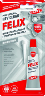 Герметик-прокладка профессиональный прозрачный FELIX 32 гр фото 83490