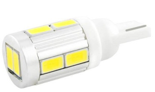 Автолампа диод T10 (W5W) 12V 10 SMD диодов без цоколя 1-контактная Белая К-КТ 2 ШТ  SKYWAY S08201106 фото 128561