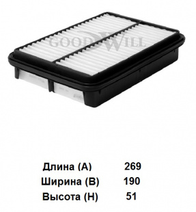 Фильтр воздушный AG 709 \281134H000\GOODWILL    HYUNDAI STAREX (08~) GRAND STAREX  ( MANN. C26032) фото 116716