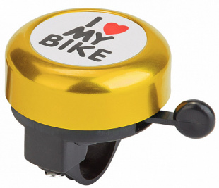 Велосипедный звонок модель 45AE-02 "I Love my bike" алюминий/пластик черно-золотистый арт.210139 фото 117291