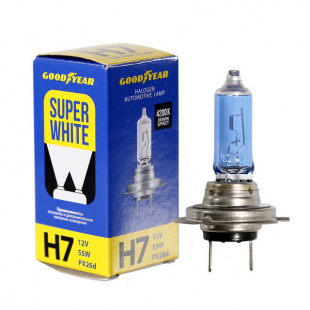 H7 12V 55W GOODYEAR лампа автомобильная галогенная (PX26d Super White коробочка)   GY017126 фото 107828