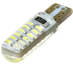 Автолампа диод T10 (W5W) 12V 24 SMD диода без цоколя 1-конт Белая SKYWAY Габар, ном К-Т 2Ш S08201112 фото 127742