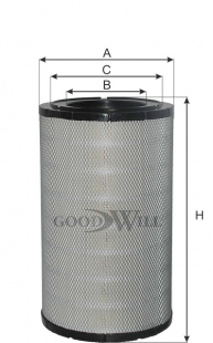 Фильтр воздушный AG 1019 \7251109560\GOODWILL    КАМАЗ ЕВРО-3 (SAK.A-8579) (MANN. C321700/2) БОЛЬШОЙ фото 100195