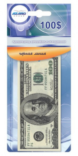 Ароматизатор  подвеска картонный "100$" Черная линия USD-105 AZARD фото 113199