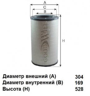Фильтр воздушный AG 1085 \1335678\GOODWILL    SCANIA  (SAKURA. A-8656)  (MANN. C301500 , C301500/1) фото 122984