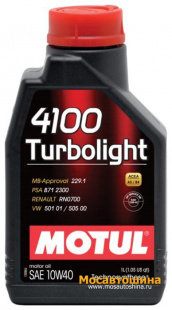 MOTUL 4100 Turbolight 10w40  SN, A3/B4   1 л (масло полусинтетическое) 108644 фото 106670