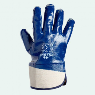 Перчатки покрытые голубым нитрилом,манжета-крага (851) фото 86713