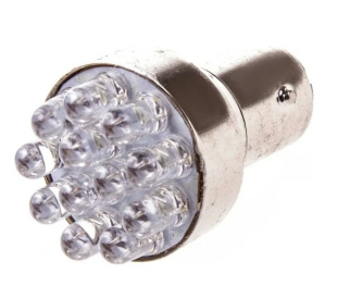 Автолампа диод S25 (P21/5W) 24V 12 LED BAY15d 2-конт Белая SKYWAY К-Т 2 штS08202001  фото 128368
