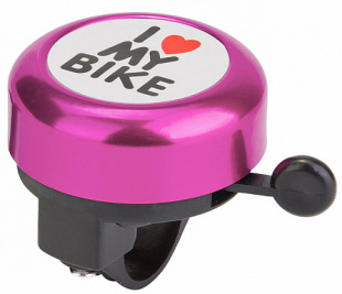 Велосипедный звонок 45AE-10 "I love my bike" алюминий/пластик, чёрно-розовый, арт. 210144 фото 117243