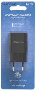 Зарядное устройство сетевое 1USB 2.1A, черный BOROFONE BA20A 2081 фото 132652