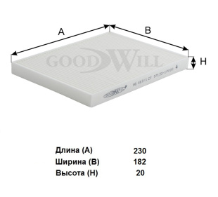 Фильтр салона AG 467 CF \971331P000\GOODWILL   KIA Venga YN ,HYUNDAI ix20 (10-)  (MANN. CU23010) фото 127540