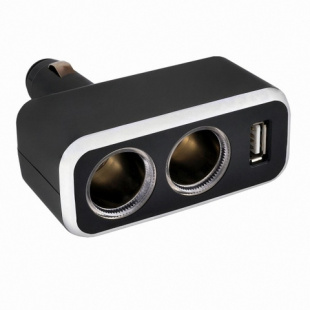 Разветвитель прикуривателя 2 гнезда + USB  SKYWAY Черный, предохранитель 5А, USB 1A 02301003 фото 84502