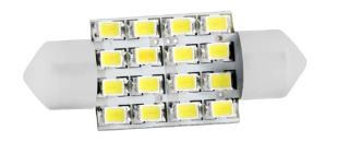 Автолампа диод T11 (C5W) 12V 16SMD  36мм.1 конт.SKYWAY белая К-КТ 2 ШТ 111636 S08201162 фото 128564